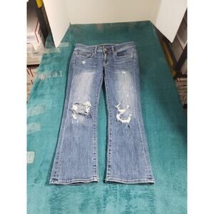American Eagle Jeans Size 4 Womens Blue Stretch Pants Mid Rise Kick Cropped